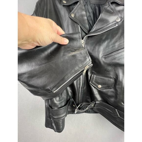 MODAL Men's Genuine Leather Heavy Duty Motorcycle Jacket Quilted Liner Black 50 - Picture 11 of 11